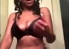 Scope girl I met on Ebonytofuck.com starts stripping