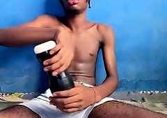 Hand-job, big black cock solo, men masturbating solo