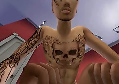 Slender Tattooed Thug Rodrigo Plumbs Dreadhead Money on the Floor