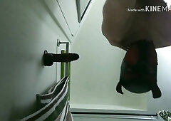 Pup Buttons Jacks in the Bathroom with Fuck Sticks, self Pummels, and Finishes Off.