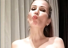 Sweet European newbie Russian Angelica empties condoms and drinks it all down