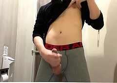 Horny Boy Cant Resist Jerking Off In His New Underwear In Shopping Mall