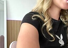 Blonde Tease in Bunny Lingerie