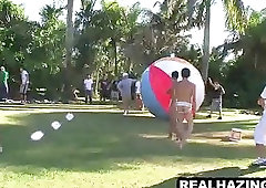 Two frat boys sucking each other's cocks outdoors