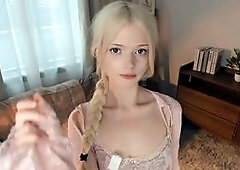 Blonde in Pink Lace Teases on Camera