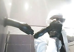 hawt crossdresser ride heavy dildos on the wall