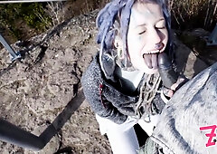 Tattoo Couple Get Catched While Having Sex On A Ruine - Pov, Split Tounge Bj, Punk, Goth