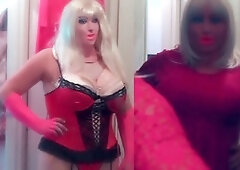 Crossdresser striptease, the dream, rubber crossdresser