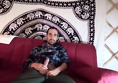 Wanking On The Red Sofa