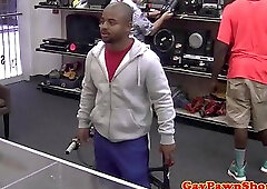 Black amateur facialized in trio for cash