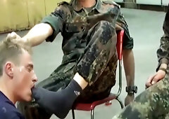 A Lucky Guy Is Allowed To Lick The Boots Of Two German Soldiers