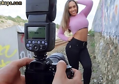Curvy Latina rides a pickup truck before being nailed doggy style in public