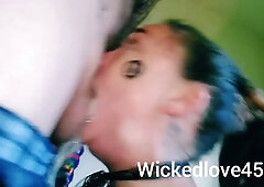 Hippie girl takes a deep facefuck and spits out a throat pie