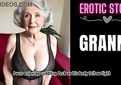 Mature granny whispers her secret desire for her step grandson in a late-night video