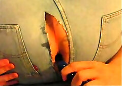 Gay In Jeans Playing Toys