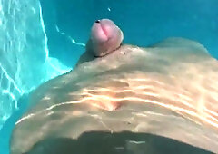 Hands free cumshot swimming pool 9