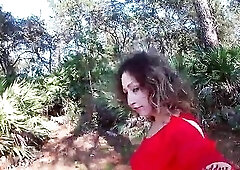 Hot Brunette hair Masturbates in Panty Outdoors