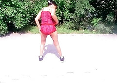 MOTORCYLE FEMALE Teasing In Public Doing Yoga Stretching And Greater quantity Park