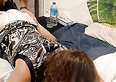 1384 - Doxy in Satin Strap and Brassiere, Heels, Doggy Style, Oral-Sex, Snatch Licking, Booty Licking