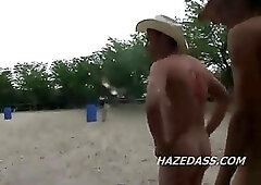 Naked college boys hazed outdoors