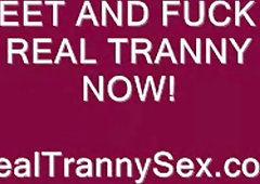 Curvy shemale with a big ass bent over and railed