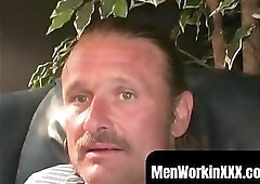 Deviant mature gay dude spanks his hard dick until he cums