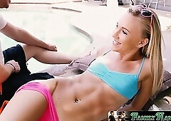 Hot Facialized stepteen destroyed with her big and thick daddy dick