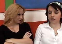 Hot milf teaches teen to be a good slut in bed