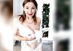 Nasty granny with giant saggy melons teasing