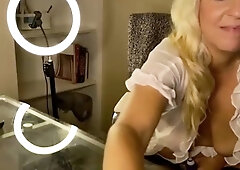 Busty blonde mature solo masturbation for webcam