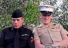 Marine officer fucks cute private in nature