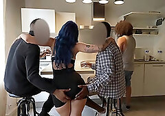 Khalamité Cheats on Her Boyfriend and Gets Fucked in Secret at Her Home While He Cooks!!!