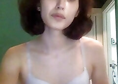 Gorgeous shemale Daisy Taylor plays with her cock and enjoys