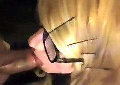 Blond crossdresser takes a facial after anal