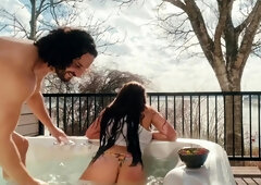Romantic Hot Tub Session with a Puerto Rican Beauty