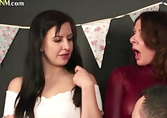 CFNM amateur deepthroat BJ by femdom MILFS and mature