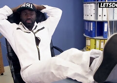 German secretary Manu Magnum cheats with a black janitor in the office