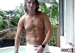 Handsome Jay Romero Strokes Himself In The Jacuzzi Until He Cums!