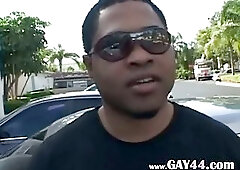 Two black guys penetrating into assholes