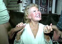 Old Ugly Granny Gets 2 Dicks - amateur handjob and oral sex