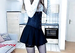 super slim corsage cutie with giant dick walking posing cum hard