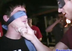 Humiliated pleb hazed into fraternity house