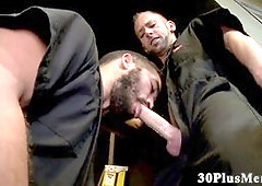 Hairy cub enjoys some hardcore dick sucking and takes it in the ass