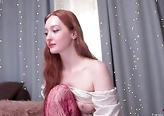 Classy redheaded lady 1st succulently sucks ramrod and then does a great butt masturbation.