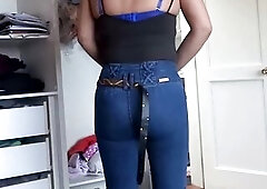 The large butt of a 58-year-old Latin mother, that babe shows it off in jeans, pants and stripped