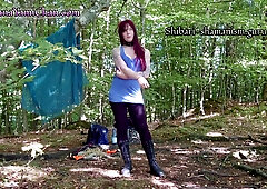 Verified Amateurs - Shibari Running Girl Pose In Public Forest, Spanking & Humiliating