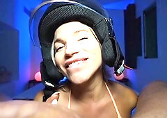 Biker helmet, best blowjob, ahegao blowjob