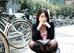 Japanese babe stripped, touched, and filmed giving BJ in the car