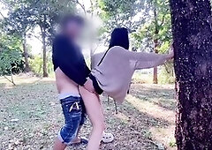 Enjoy the view of penetrating a stunning nymph in the park