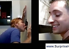 Guy sticks his cock in a hole for head